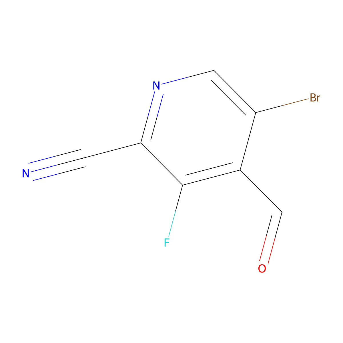 5-Bromo-3-fluoro-4-formylpyridine-2-carbonitrile molecular structure, CAS 2244721-39-7