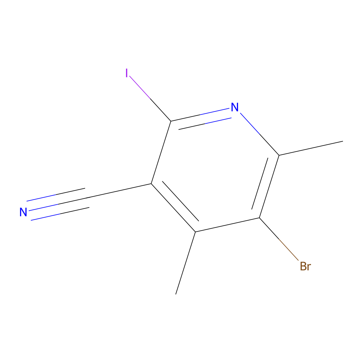 5-Bromo-2-iodo-4,6-dimethylpyridine-3-carbonitrile molecular structure, CAS 2244721-42-2