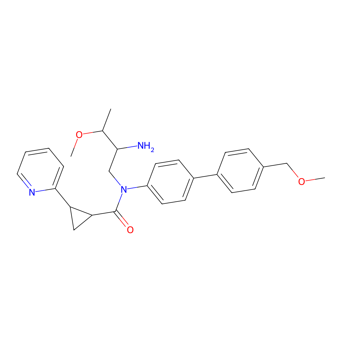 (1R,2R)-N-((2R,3R)-2-Amino-3-methoxybutyl)-N-(4'-(methoxymethyl)-[1,1'-biphenyl]-4-yl)-2-(pyridin-2-yl)cyclopropane-1-carboxamide molecular structure, CAS 2244884-08-8