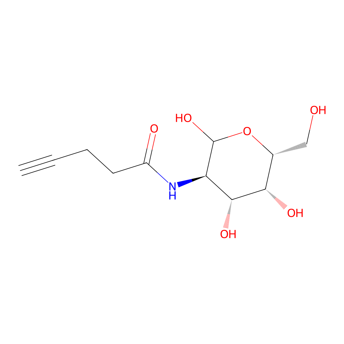 N-((3R,4R,5R,6R)-2,4,5-Trihydroxy-6-(hydroxymethyl)tetrahydro-2H-pyran-3-yl)pent-4-ynamide molecular structure, CAS 2244888-87-5