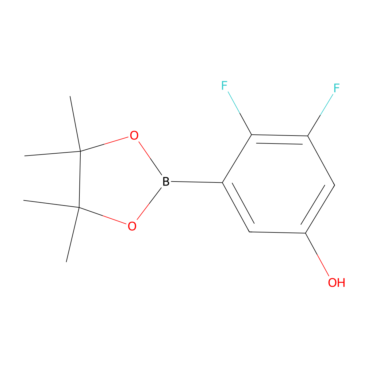 3,4-Difluoro-5-(4,4,5,5-tetramethyl-1,3,2-dioxaborolan-2-yl)phenol molecular structure, CAS 2244893-49-8
