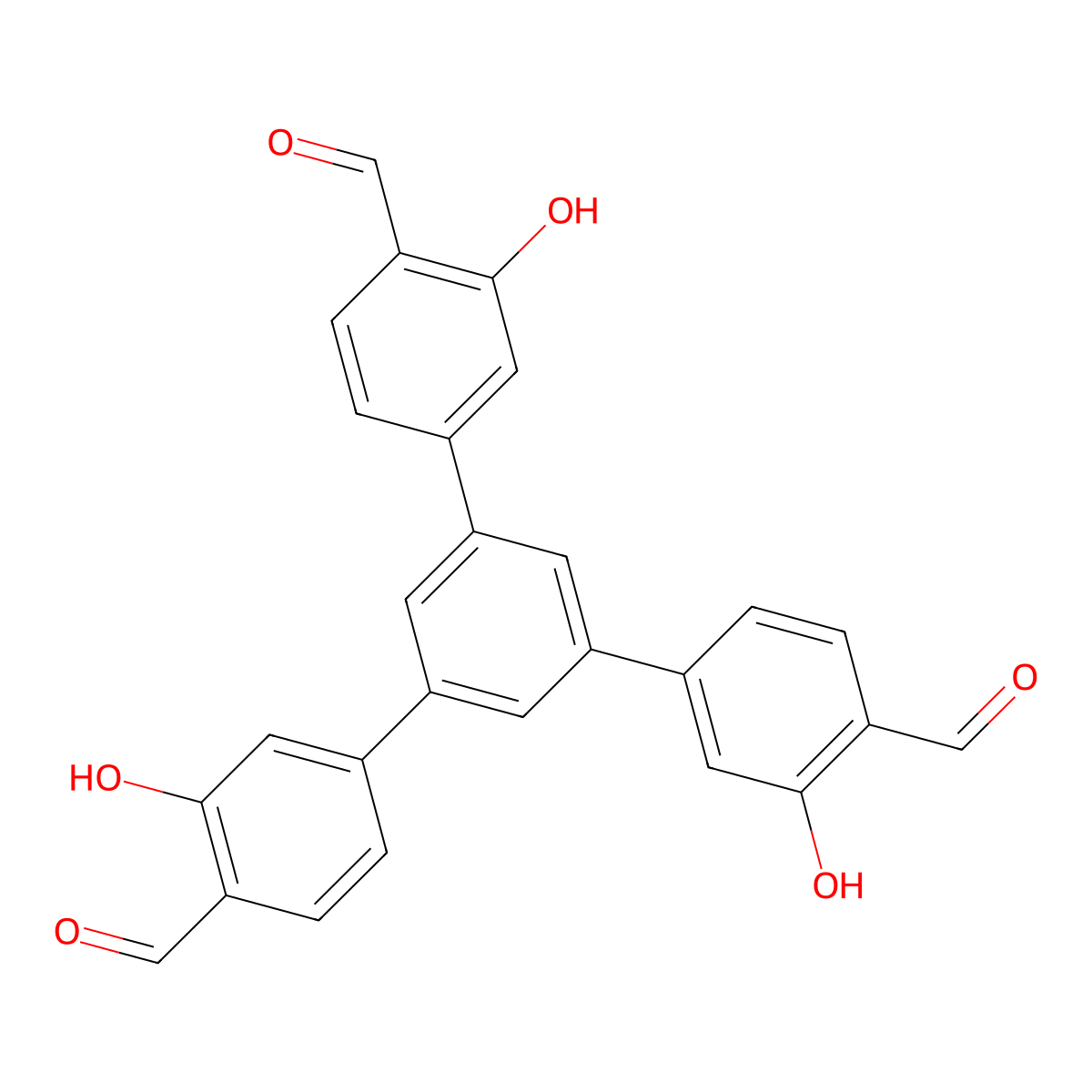 5'-(4-Formyl-3-hydroxyphenyl)-3,3''-dihydroxy-[1,1':3',1''-terphenyl]-4,4''-dicarbaldehyde molecular structure, CAS 2244985-34-8
