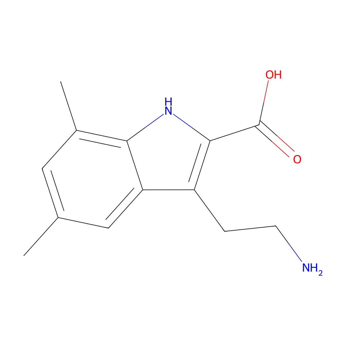 3-(2-Aminoethyl)-5,7-dimethyl-1H-indole-2-carboxylic acid molecular structure, CAS 2245-75-2