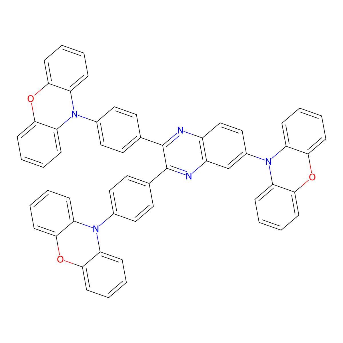 10-[2,3-Bis(4-phenoxazin-10-ylphenyl)quinoxalin-6-yl]phenoxazine molecular structure, CAS 2245029-81-4