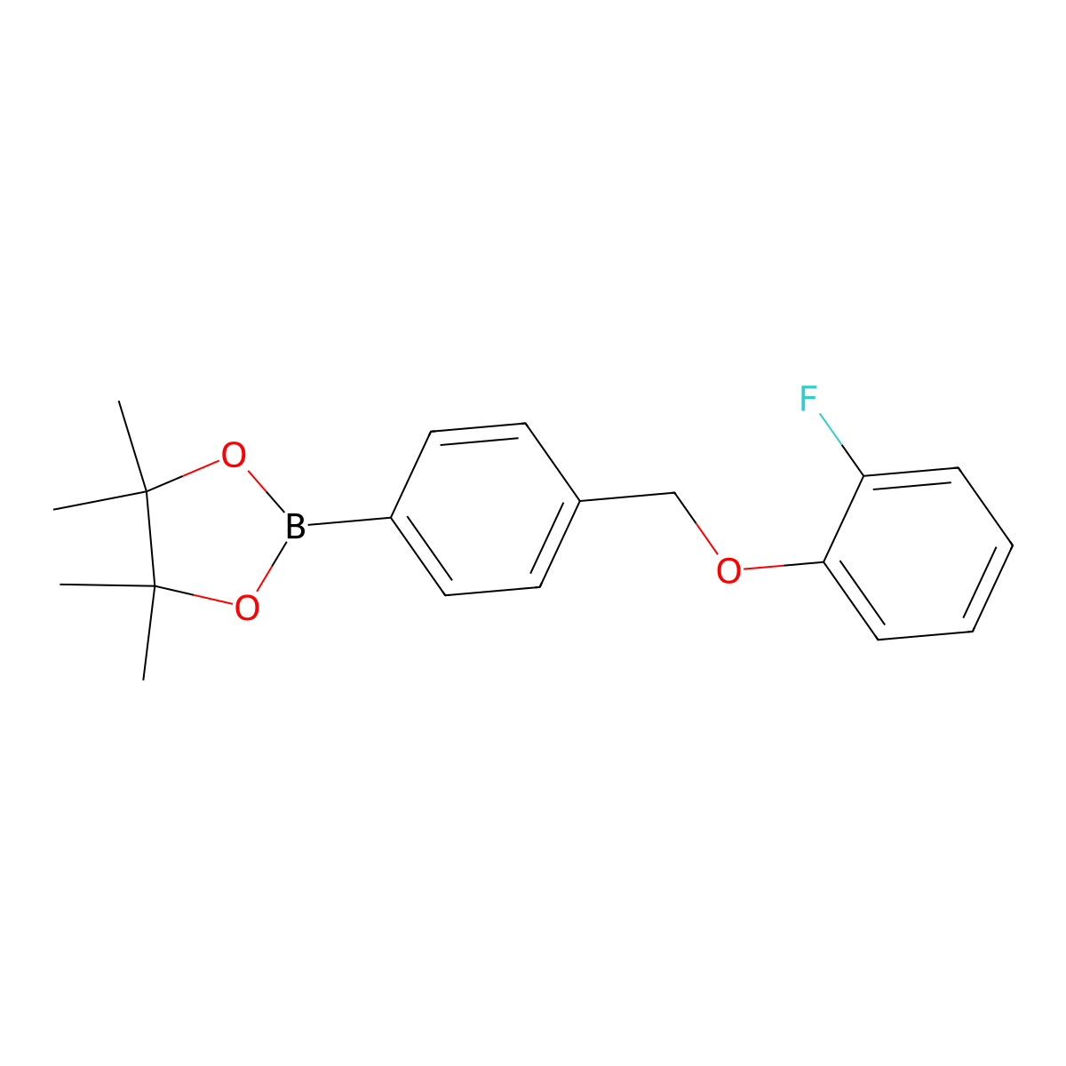 2-(4-((2-Fluorophenoxy)methyl)phenyl)-4,4,5,5-tetramethyl-1,3,2-dioxaborolane molecular structure, CAS 2245053-33-0