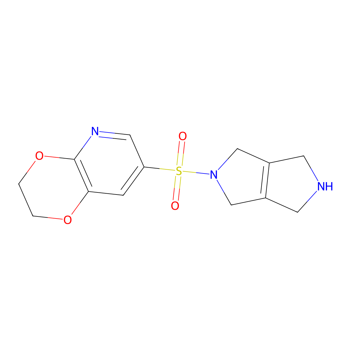 7-[[3,4,5,6-Tetrahydropyrrolo[3,4-c]pyrrol-2(1H)-yl]sulfonyl]-2,3-dihydro-[1,4]dioxino[2,3-b]pyridine molecular structure, CAS 2245054-21-9