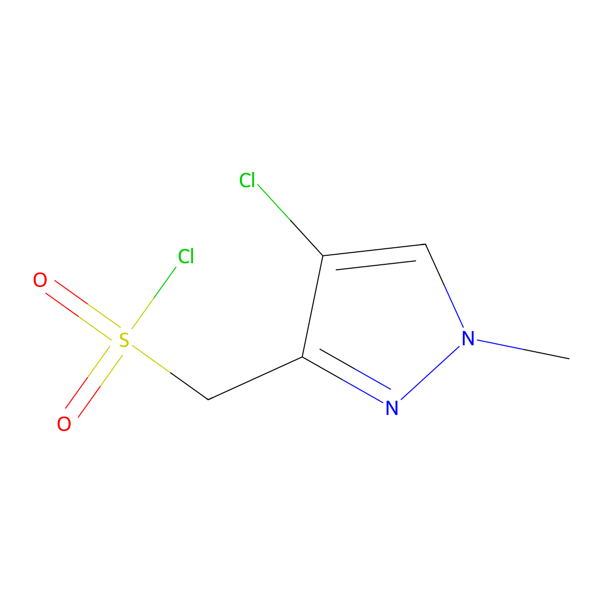 (4-Chloro-1-methyl-1H-pyrazol-3-yl)methanesulfonyl chloride molecular structure, CAS 2245066-84-4