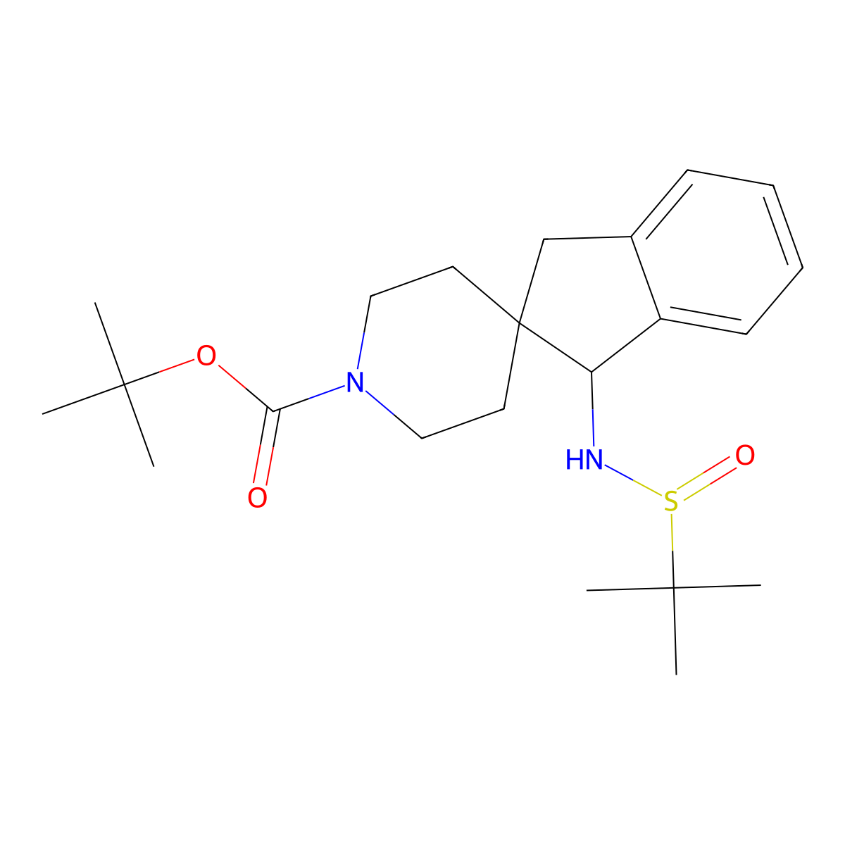 tert-butyl (1S)-1-[[(R)-tert-butylsulfinyl]amino]spiro[indane-2,4-piperidine]-1-carboxylate molecular structure, CAS 2245085-40-7