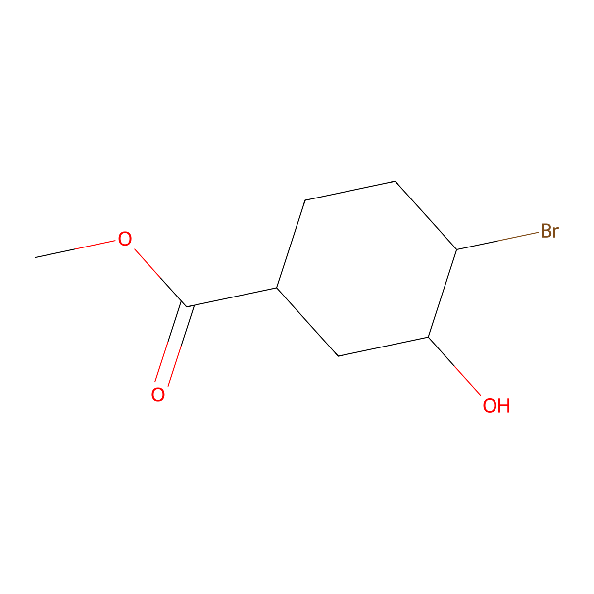 Methyl (1R,3R,4R)-4-bromo-3-hydroxycyclohexane-1-carboxylate molecular structure, CAS 2245103-02-8