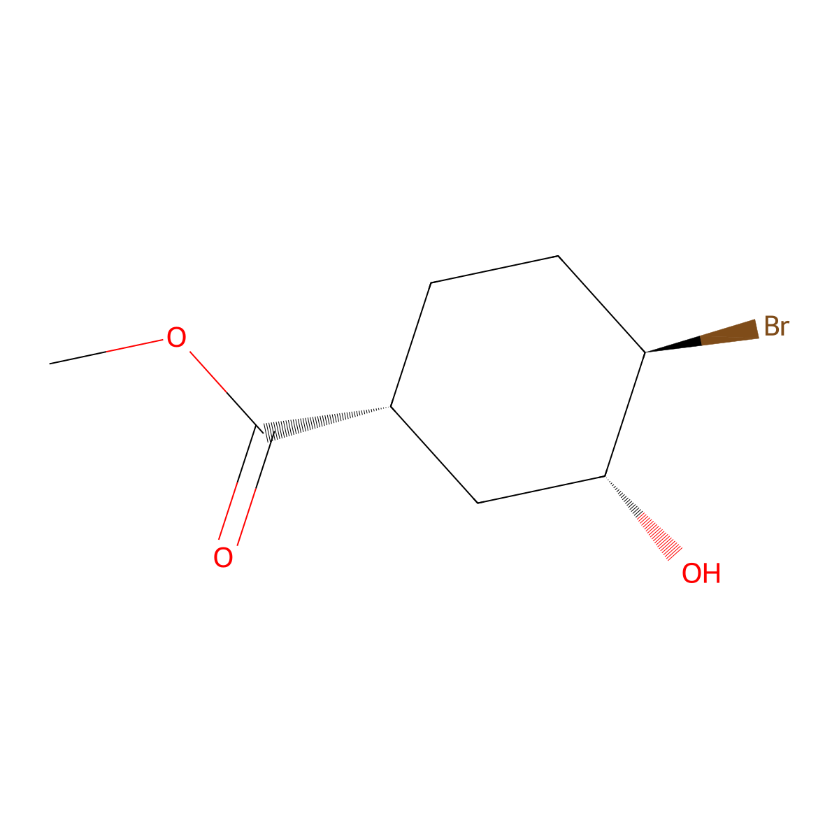 Methyl (1R,3R,4R)-4-bromo-3-hydroxycyclohexane-1-carboxylate molecular structure, CAS 2245103-02-8