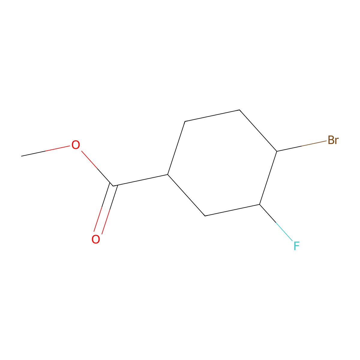 Methyl (1R,3S,4R)-4-bromo-3-fluoro-cyclohexanecarboxylate molecular structure, CAS 2245103-03-9