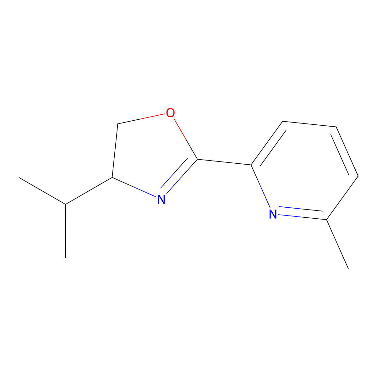 4-Isopropyl-2-(6-methylpyridin-2-yl)-4,5-dihydrooxazole molecular structure, CAS 2245104-77-0