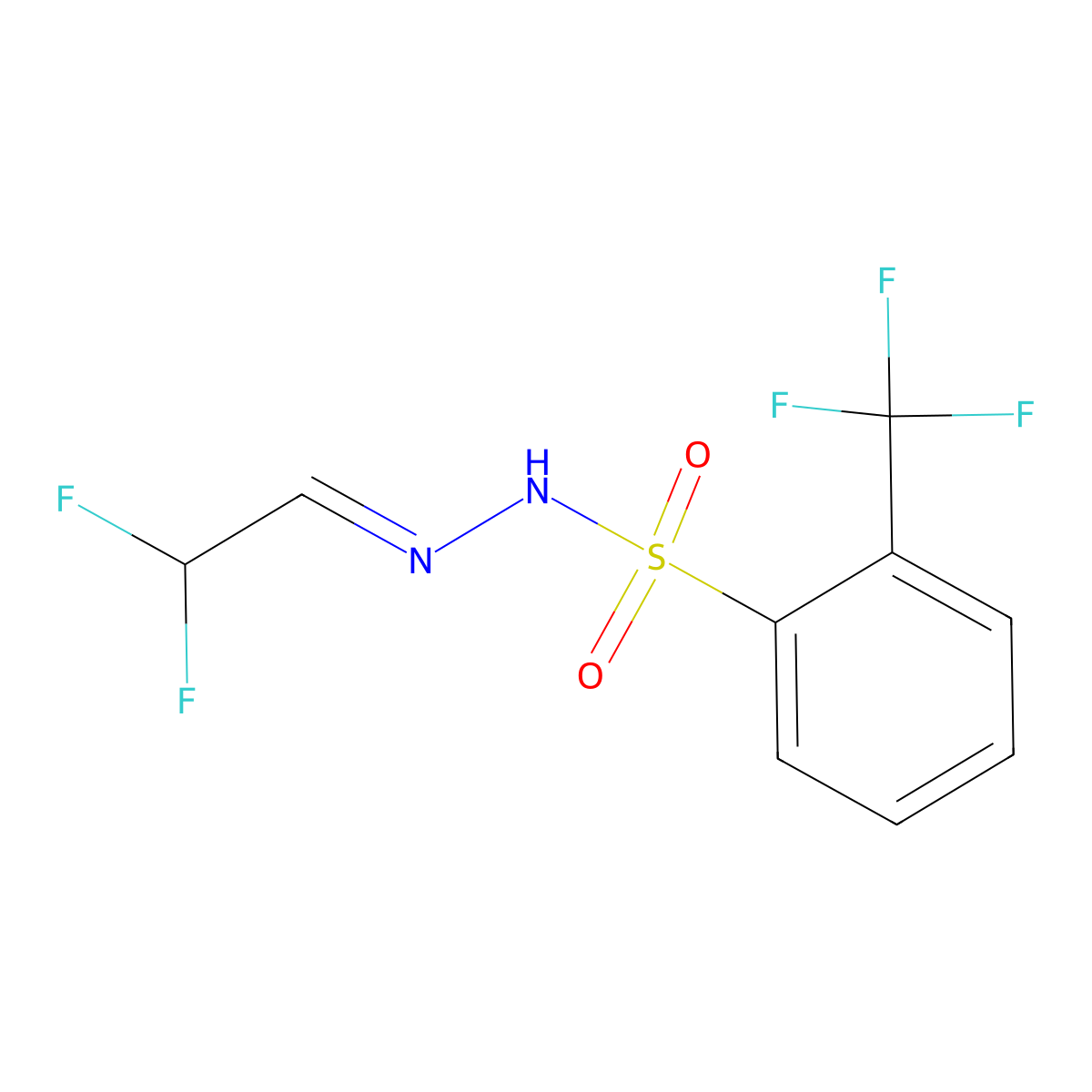Benzenesulfonic acid, 2-(trifluoromethyl)-, 2-(2,2-difluoroethylidene)hydrazide molecular structure, CAS 2245235-35-0