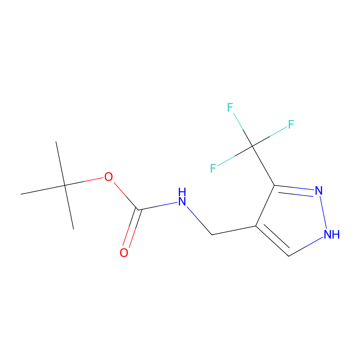N-Boc-3-(trifluoromethyl)-1H-pyrazole-4-methanamine molecular structure, CAS 2245359-66-2
