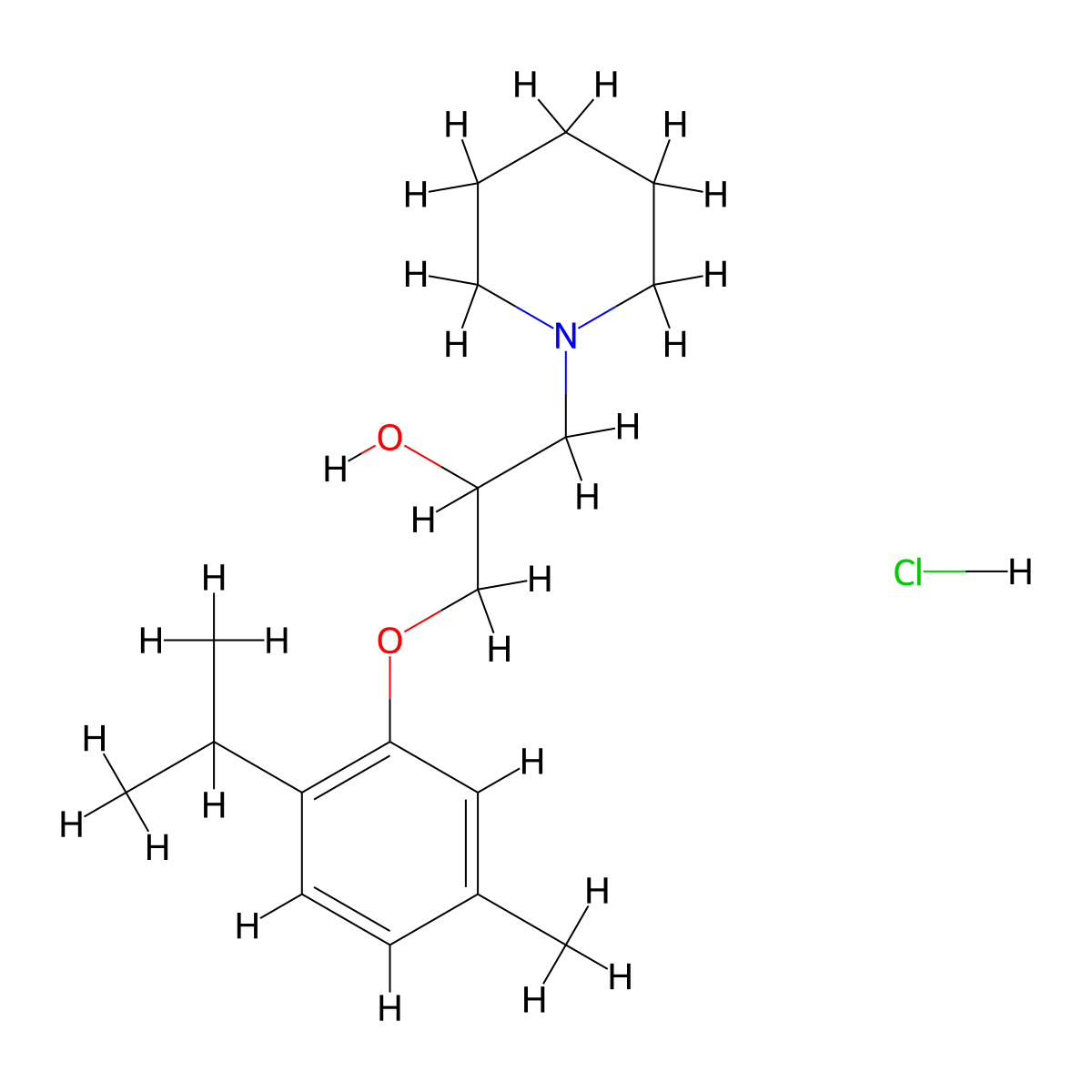 1-(2-Isopropyl-5-methylphenoxy)-3-(piperidin-1-yl)propan-2-ol hydrochloride molecular structure, CAS 22456-44-6