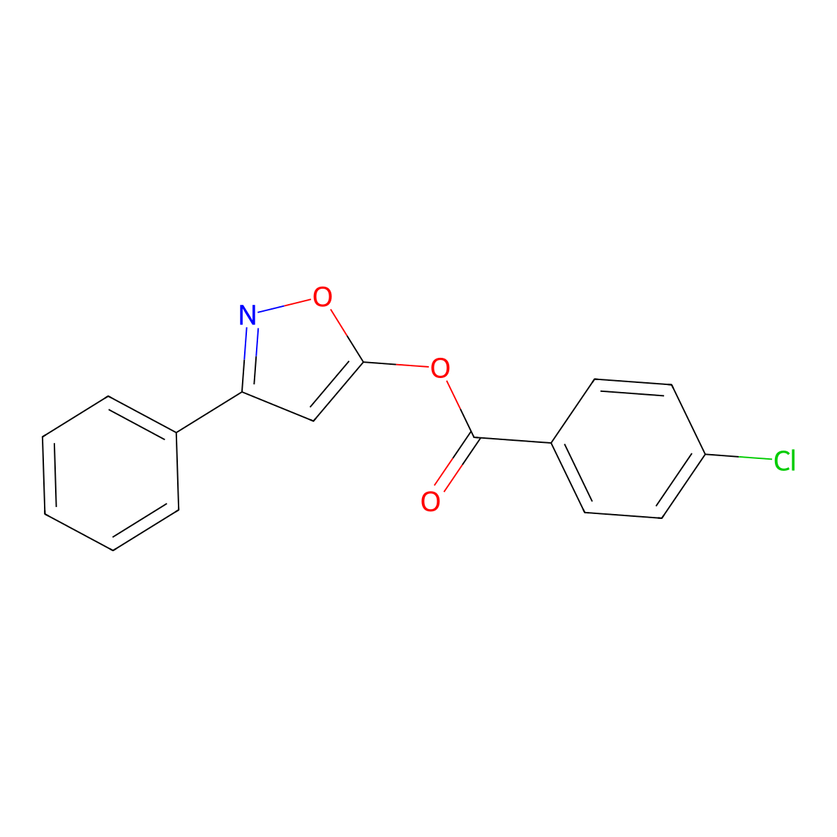 3-Phenyl-5-isoxazolyl 4-chlorobenzenecarboxylate molecular structure, CAS 224566-03-4