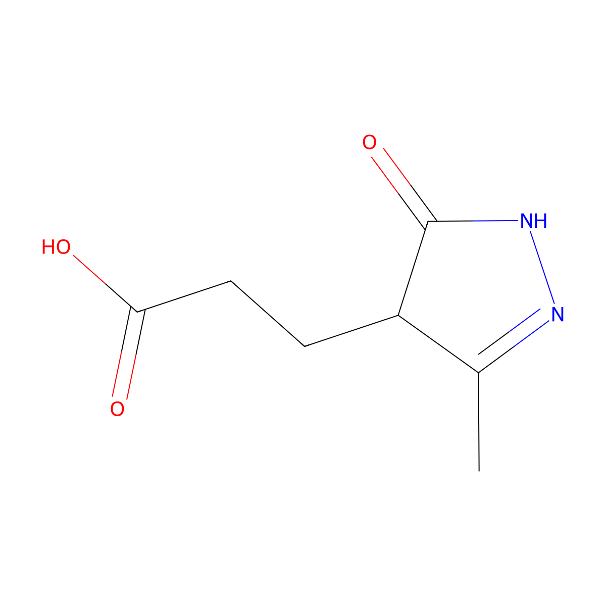 3-(3-methyl-5-oxo-4,5-dihydro-1H-pyrazol-4-yl)propanoic acid molecular structure, CAS 224568-17-6