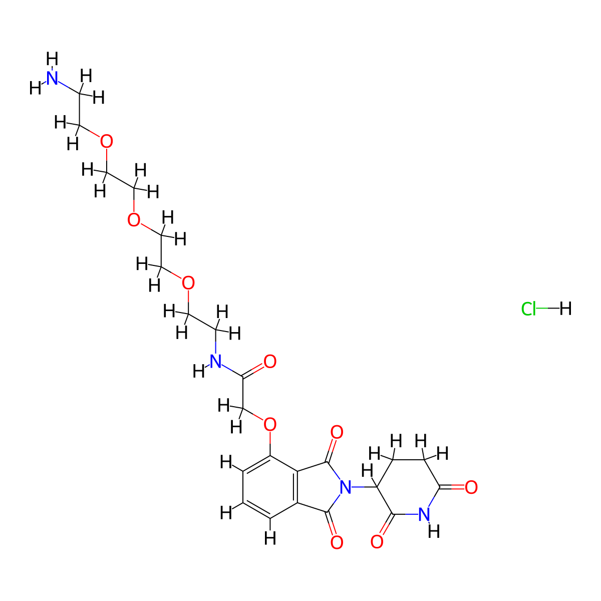 Thalidomide-O-amido-PEG3-C2-NH2 hydrochloride molecular structure, CAS 2245697-84-9