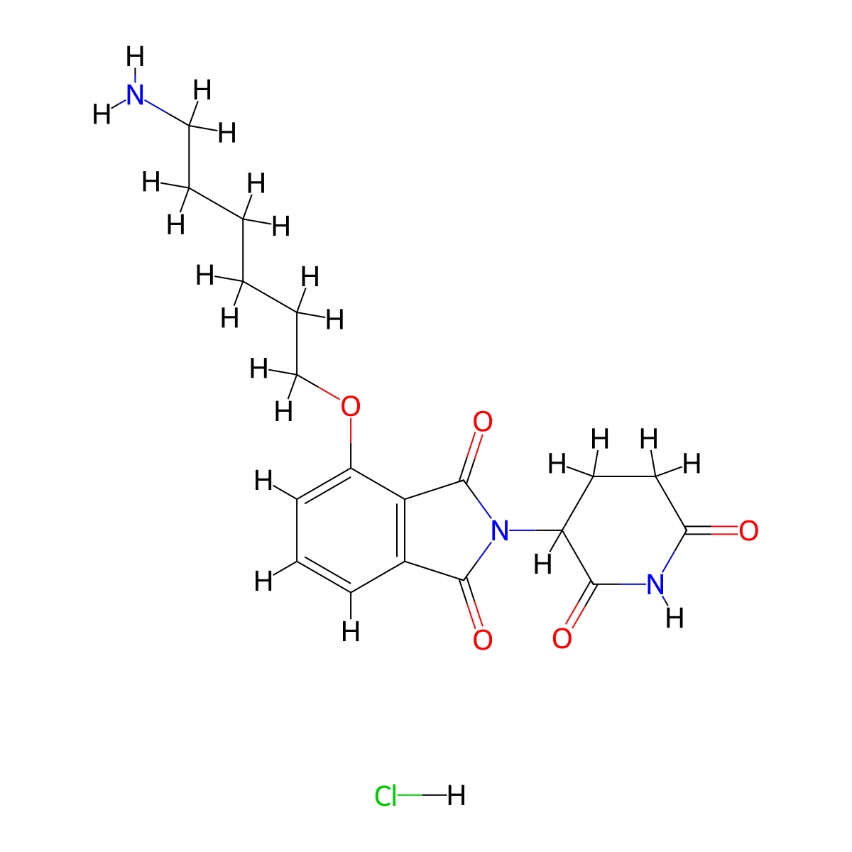 4-((6-aminohexyl)oxy)-2-(2,6-dioxopiperidin-3-yl)-2,3-dihydro-1H-isoindole-1,3-dione hydrochloride molecular structure, CAS 2245697-88-3
