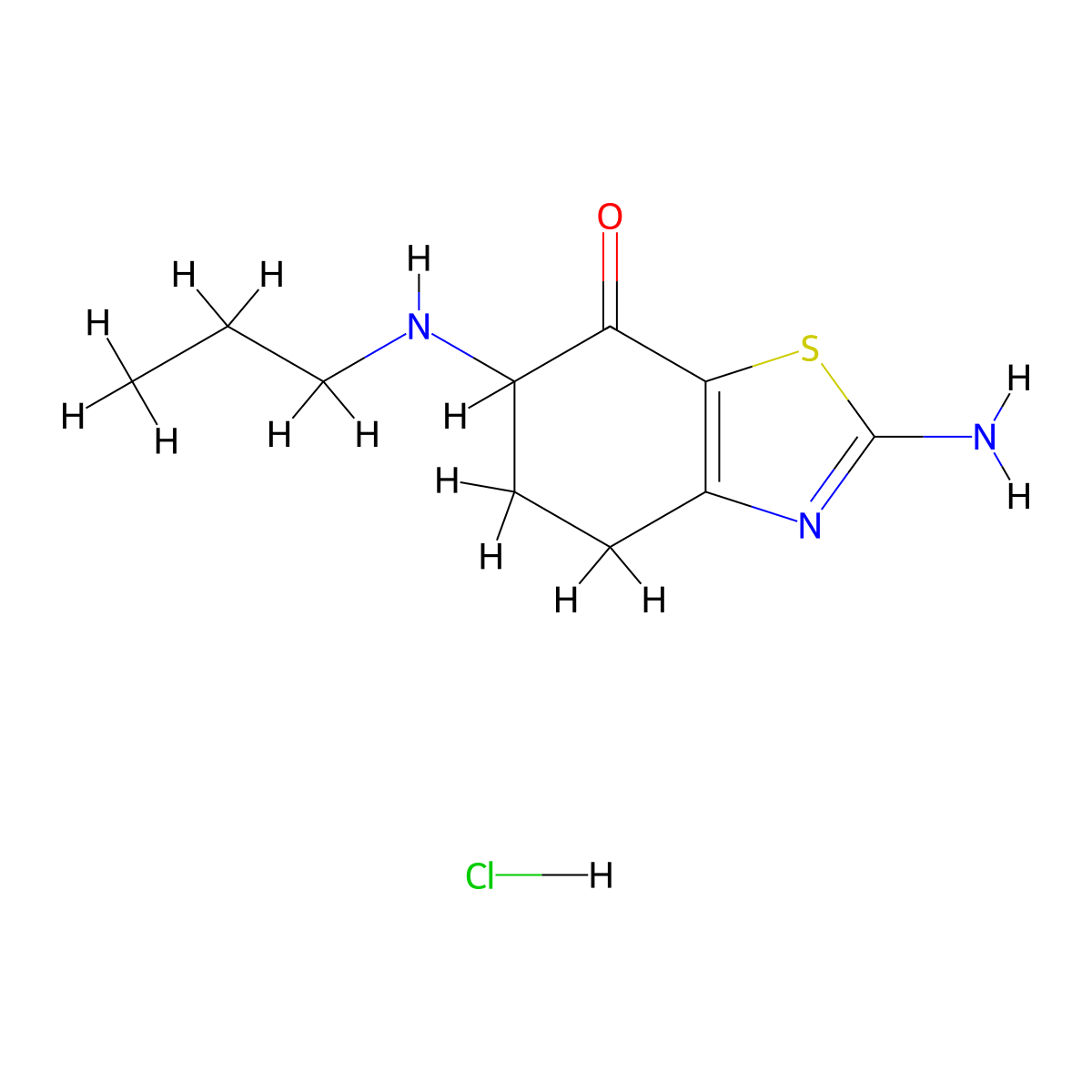 2-amino-6-(propylamino)-5,6-dihydrobenzo[d]thiazol-7(4H)-one hydrochloride molecular structure, CAS 2245708-68-1