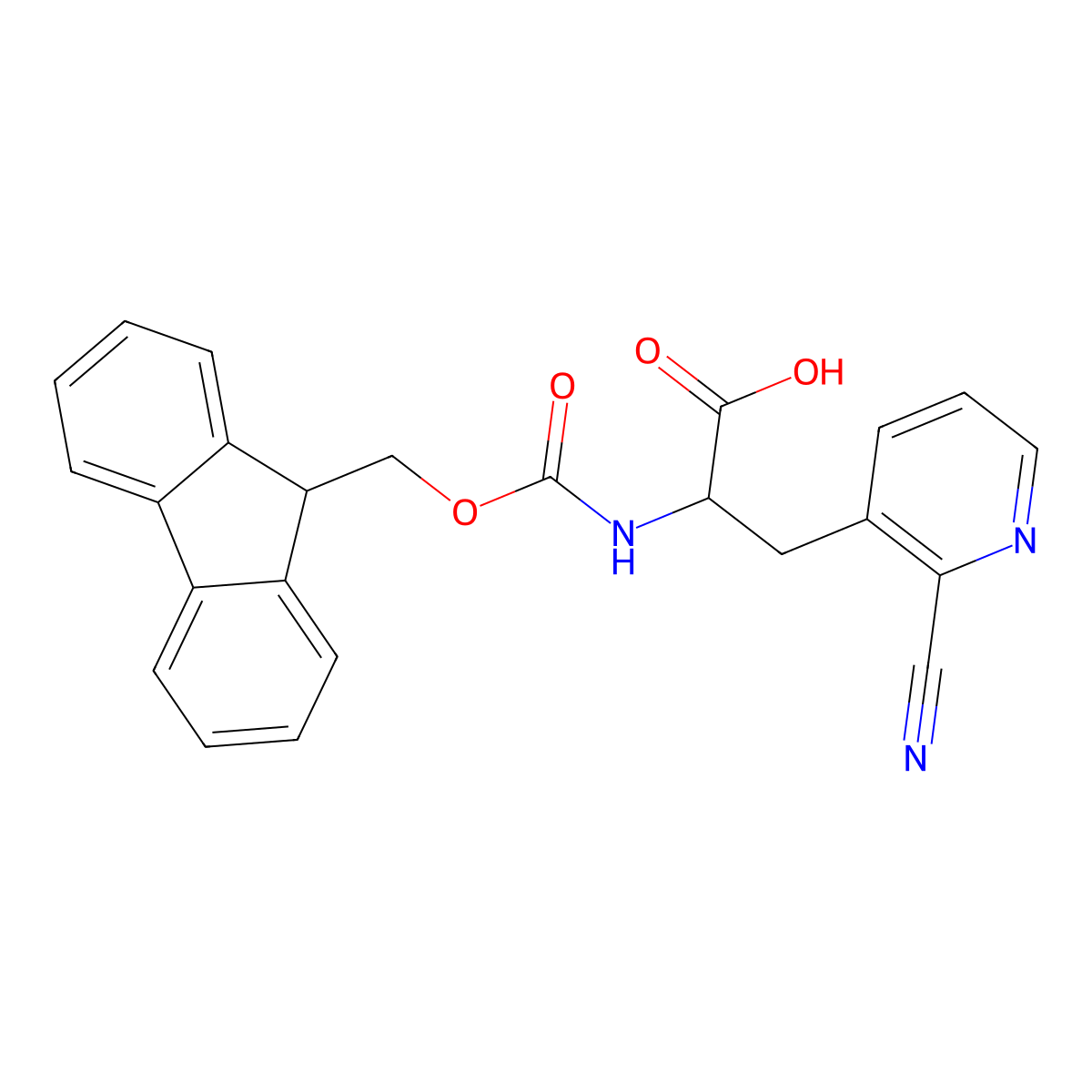 Fmoc-L-3-Pal(2-CN)-OH molecular structure, CAS 2245755-77-3