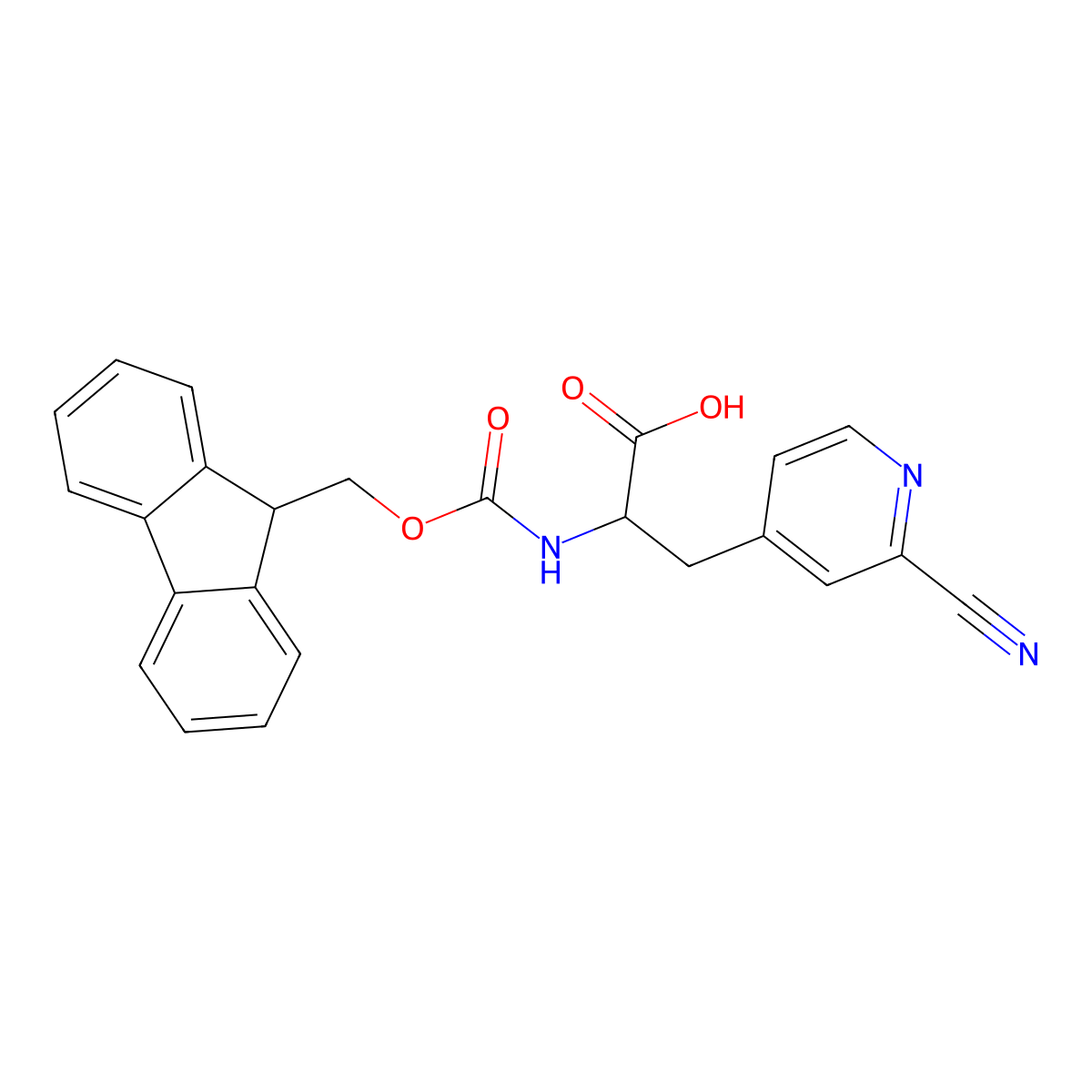 Fmoc-L-3-(2-cyano-4-pyridyl)-alanine molecular structure, CAS 2245755-79-5