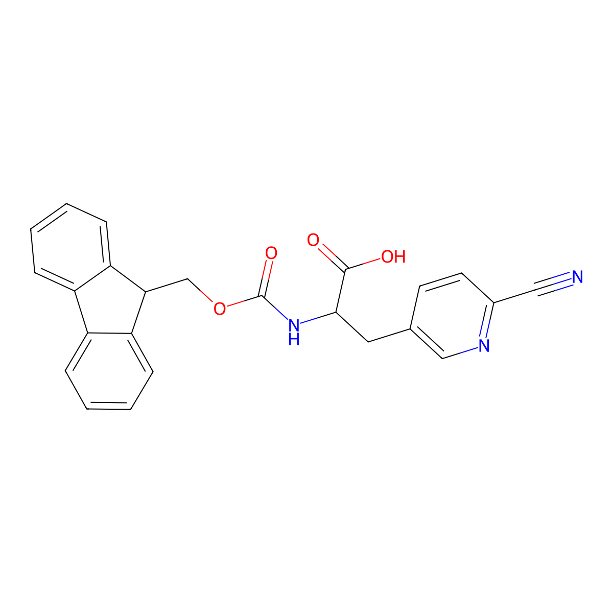 (S)-2-((((9H-Fluoren-9-YL)methoxy)carbonyl)amino)-3-(6-cyanopyridin-3-YL)propanoic acid molecular structure, CAS 2245755-80-8