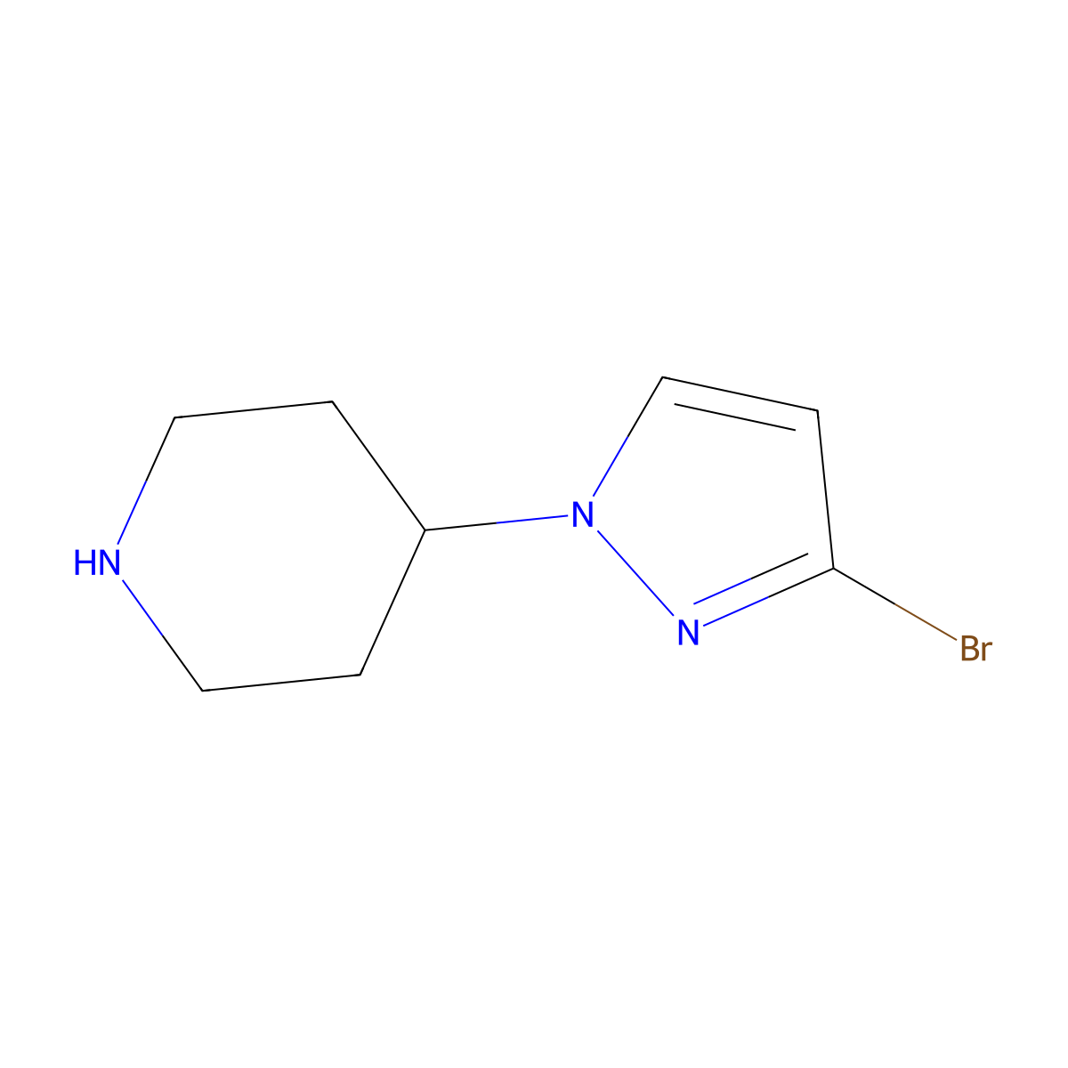 4-(3-bromo-1H-pyrazol-1-yl)piperidine molecular structure, CAS 2245784-57-8