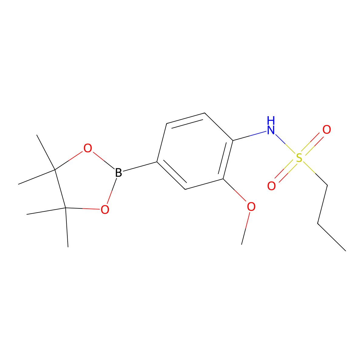N-(2-methoxy-4-(4,4,5,5-tetramethyl-1,3,2-dioxaborolan-2-yl)phenyl)propane-1-sulfonamide molecular structure, CAS 2245819-88-7