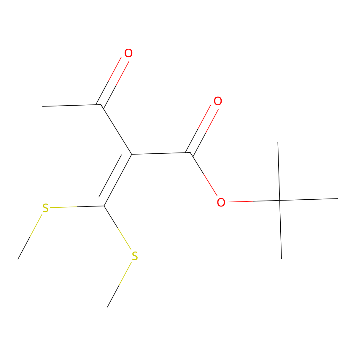 Tert-butyl 2-(bis(methylthio)methylene)-3-oxobutanoate molecular structure, CAS 2245944-31-2