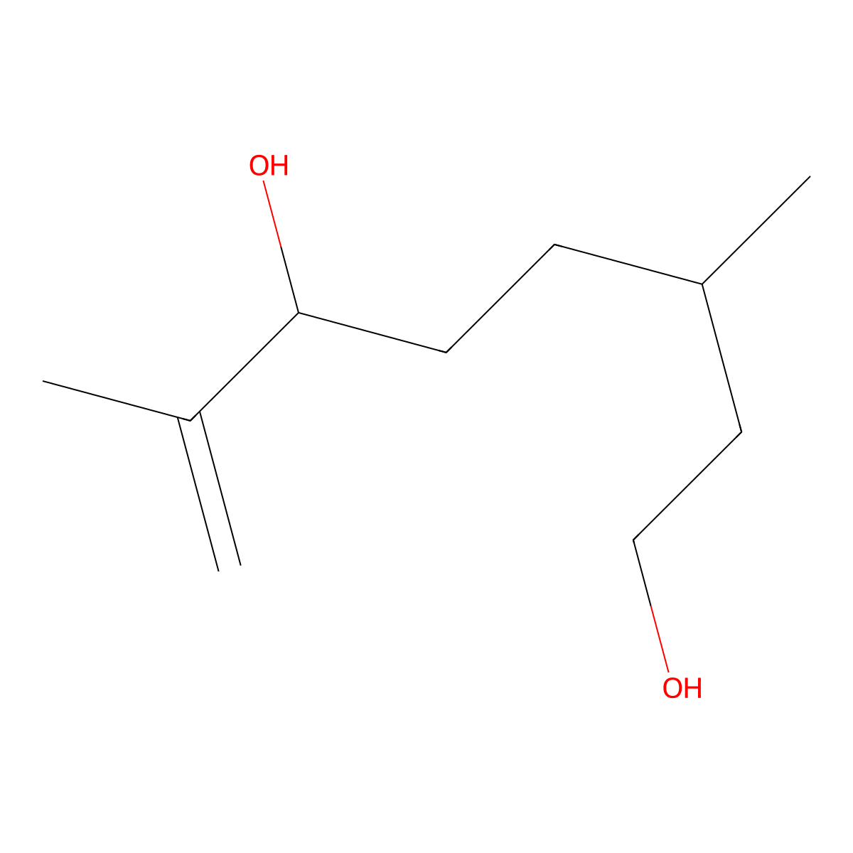 7-Octene-1,6-diol, 3,7-dimethyl- molecular structure, CAS 22460-95-3