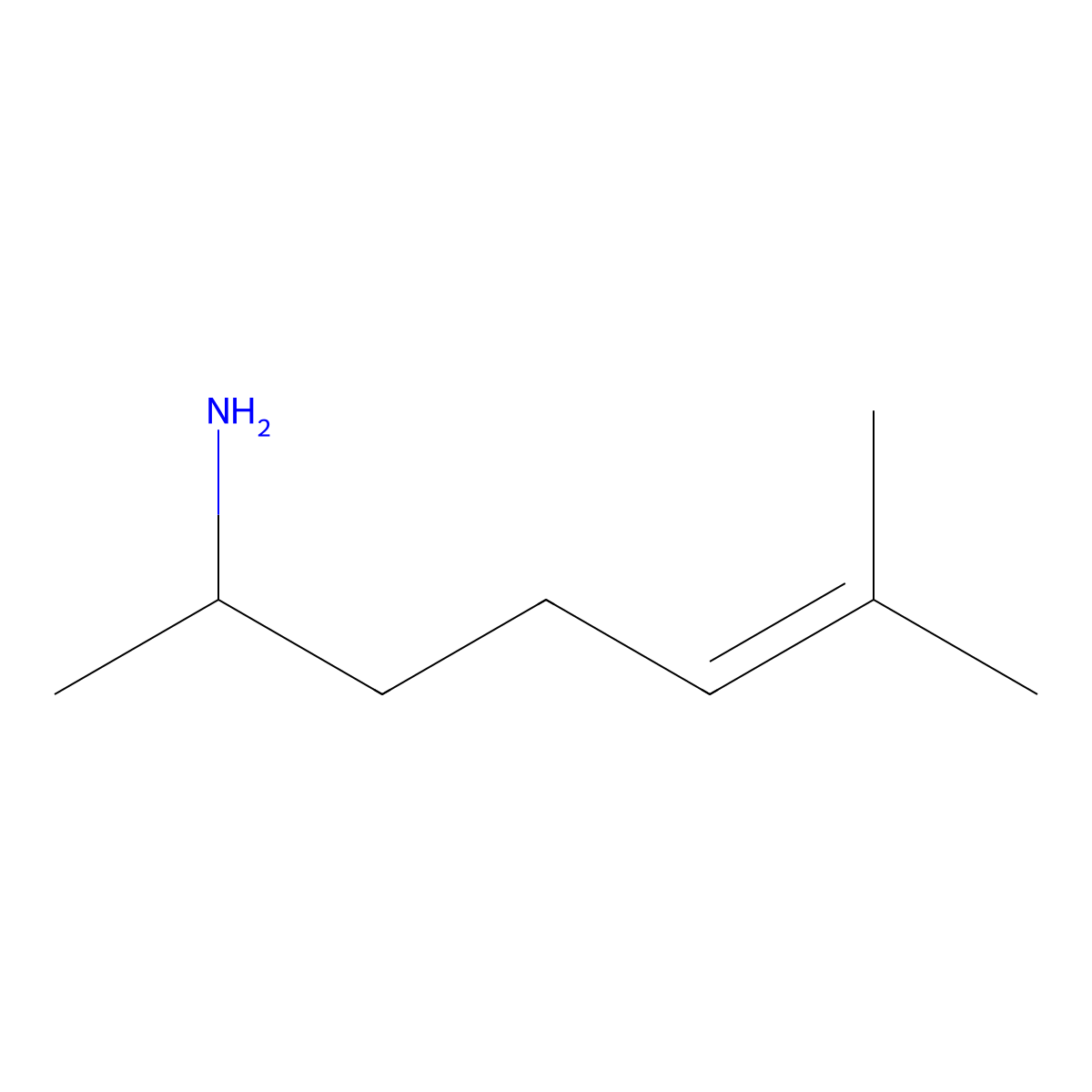 6-Methylhept-5-en-2-amine, (+-)- molecular structure, CAS 22462-79-9