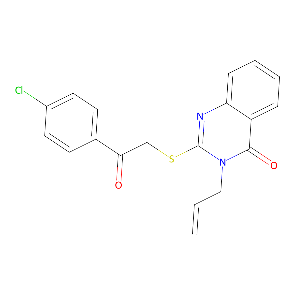 3-allyl-2-((2-(4-chlorophenyl)-2-oxoethyl)thio)quinazolin-4(3H)-one molecular structure, CAS 224630-73-3