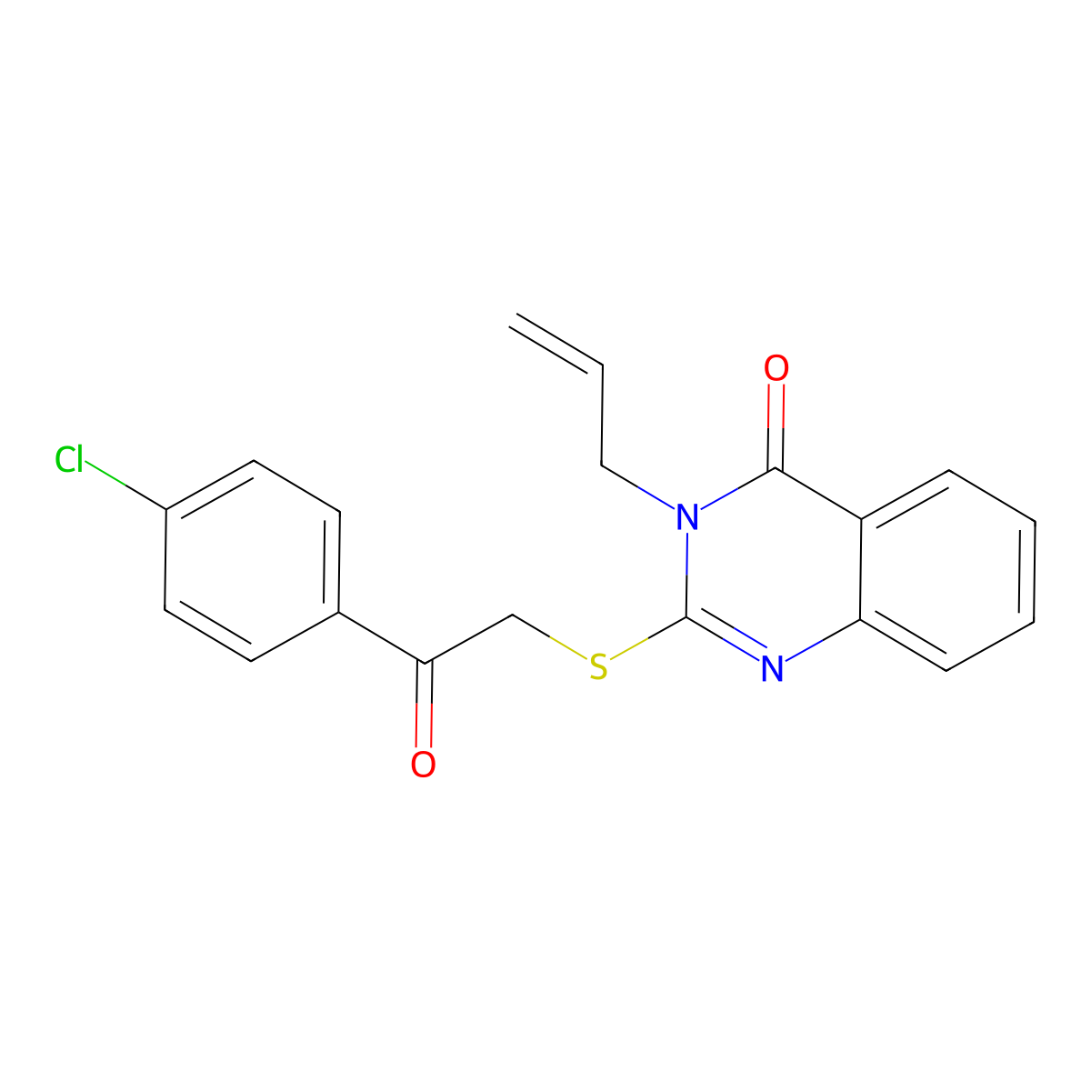 3-allyl-2-((2-(4-chlorophenyl)-2-oxoethyl)thio)quinazolin-4(3H)-one molecular structure, CAS 224630-73-3