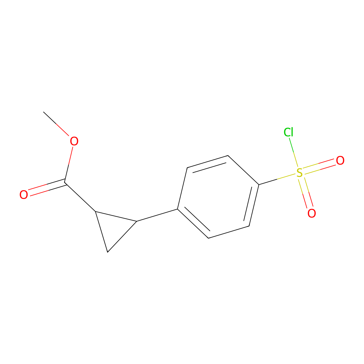 Methyl 2-[4-(chlorosulfonyl)phenyl]cyclopropane-1-carboxylate molecular structure, CAS 2246333-35-5