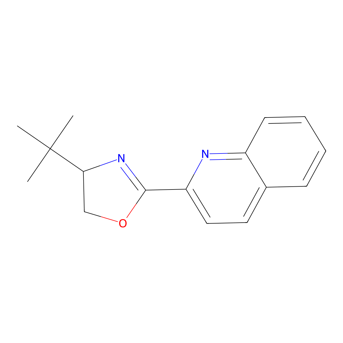4-(tert-Butyl)-2-(quinolin-2-yl)-4,5-dihydrooxazole molecular structure, CAS 2246335-51-1