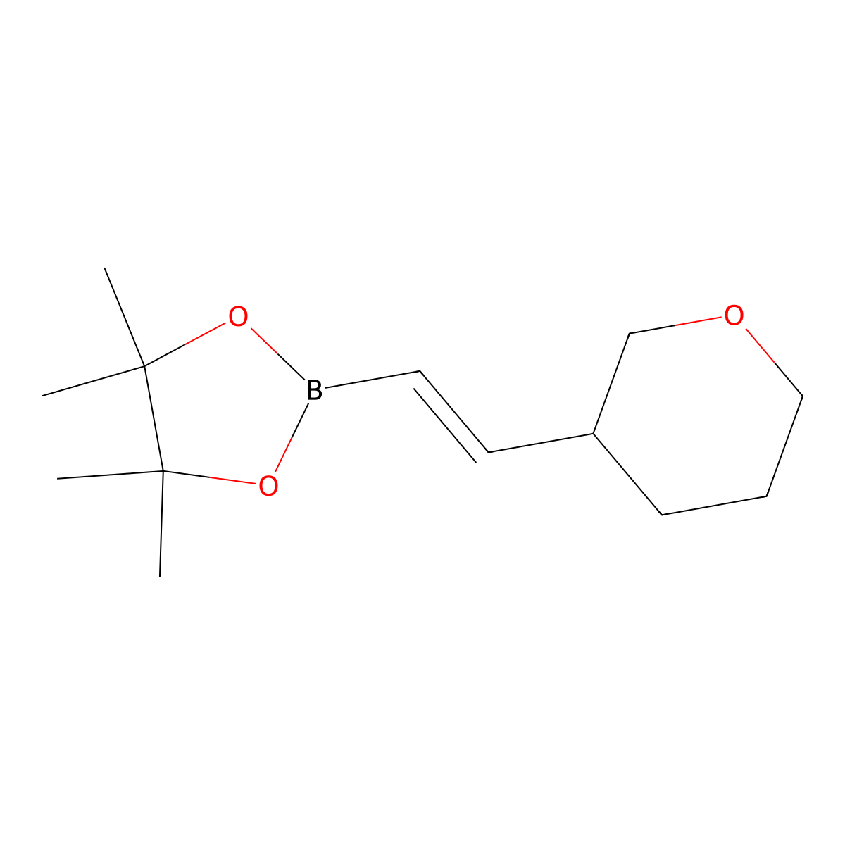 4,4,5,5-tetramethyl-2-[(E)-2-(oxan-3-yl)ethenyl]-1,3,2-dioxaborolane molecular structure, CAS 2246346-74-5