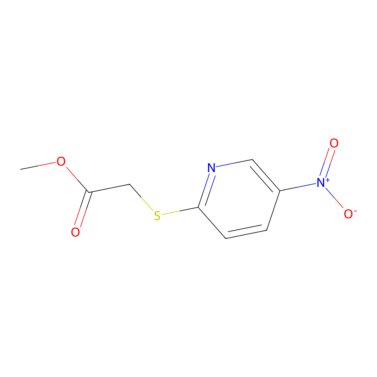 Methyl 2-[(5-nitro-2-pyridinyl)sulfanyl]acetate molecular structure, CAS 224635-20-5