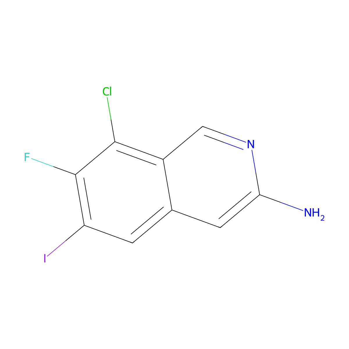 8-Chloro-7-fluoro-6-iodoisoquinolin-3-amine molecular structure, CAS 2246363-09-5