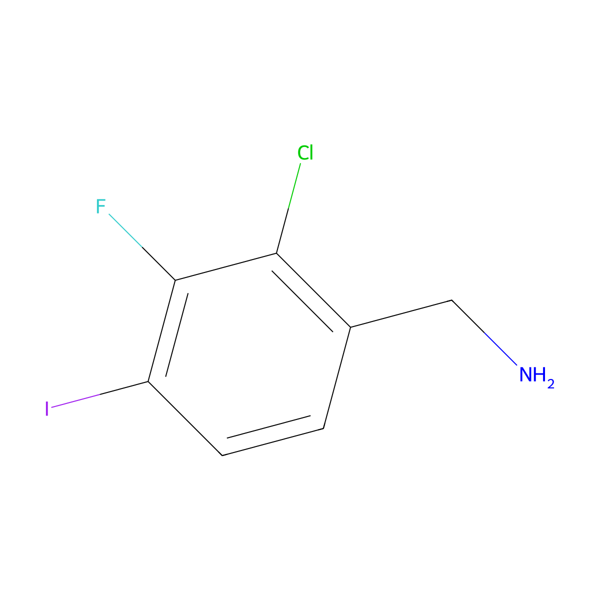 (2-Chloro-3-fluoro-4-iodophenyl)methanamine molecular structure, CAS 2246363-11-9