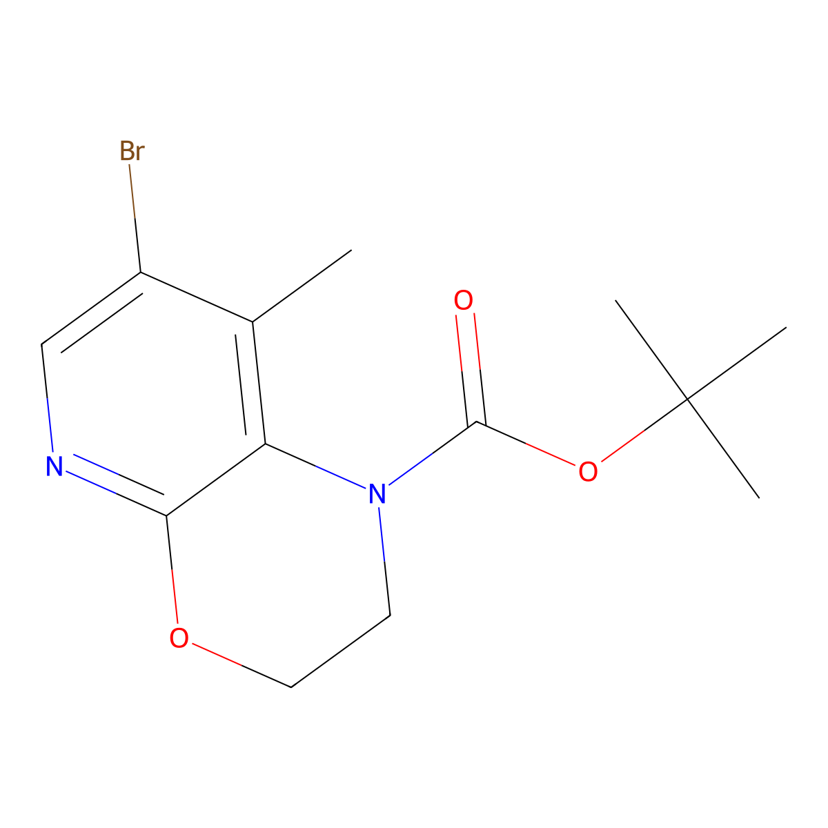 tert-butyl 7-bromo-8-methyl-2,3-dihydro-1H-pyrido[2,3-b][1,4]oxazine-1-carboxylate molecular structure, CAS 2246363-84-6