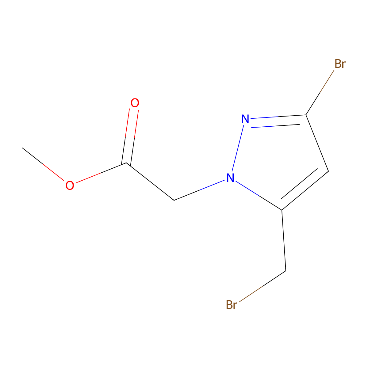 methyl 2-(3-bromo-5-(bromomethyl)-1H-pyrazol-1-yl)acetate molecular structure, CAS 2246364-57-6