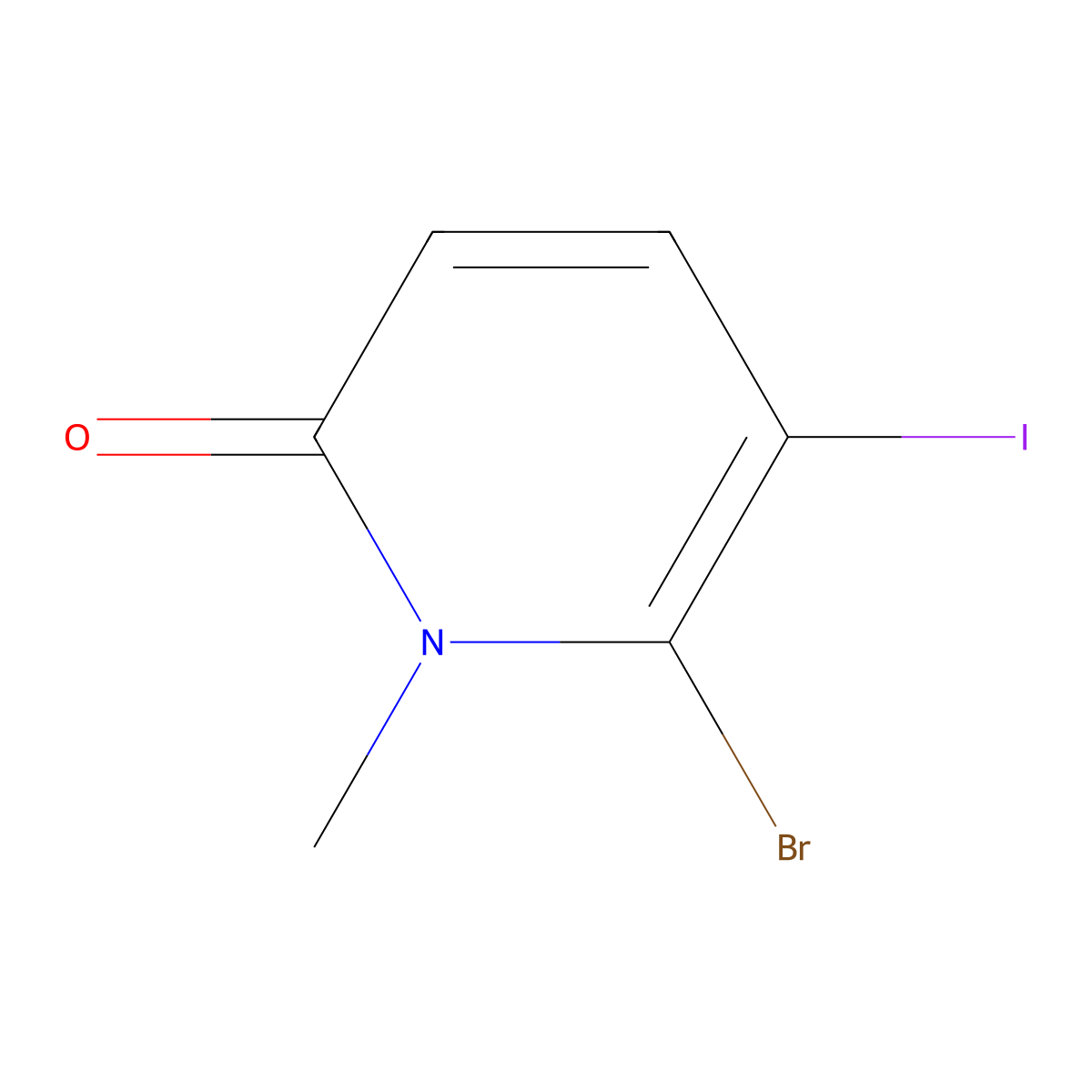 6-Bromo-5-iodo-1-methyl-pyridin-2-one molecular structure, CAS 2246366-28-7