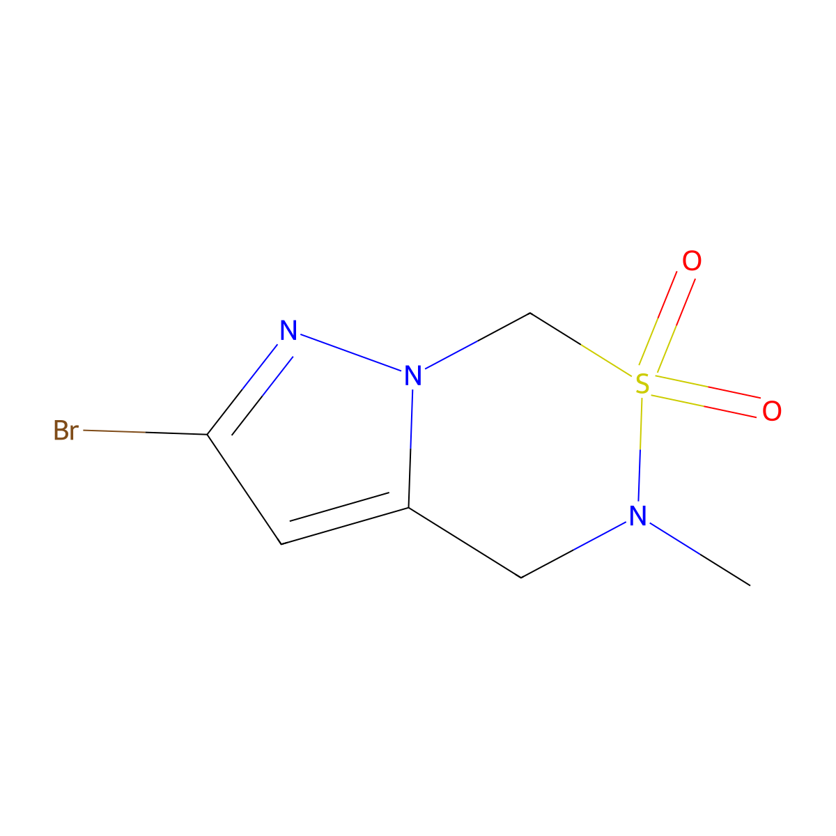2-Bromo-5-methyl-4,7-dihydropyrazolo[5,1-d][1,2,5]thiadiazine 6,6-dioxide molecular structure, CAS 2246370-77-2