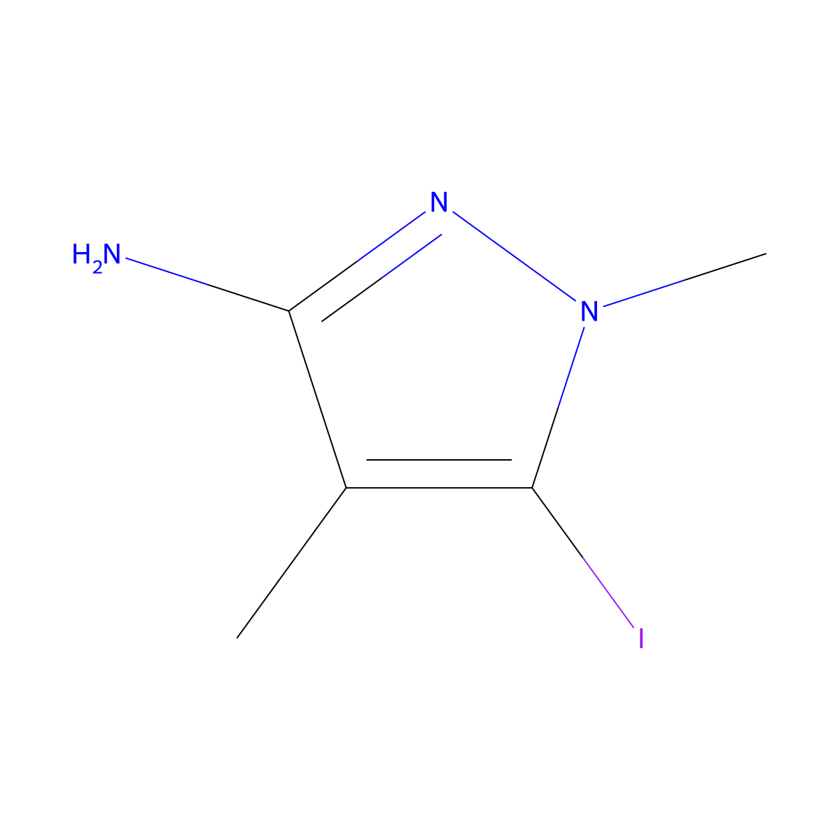 5-Iodo-1,4-dimethyl-1H-pyrazol-3-amine molecular structure, CAS 2246372-79-0