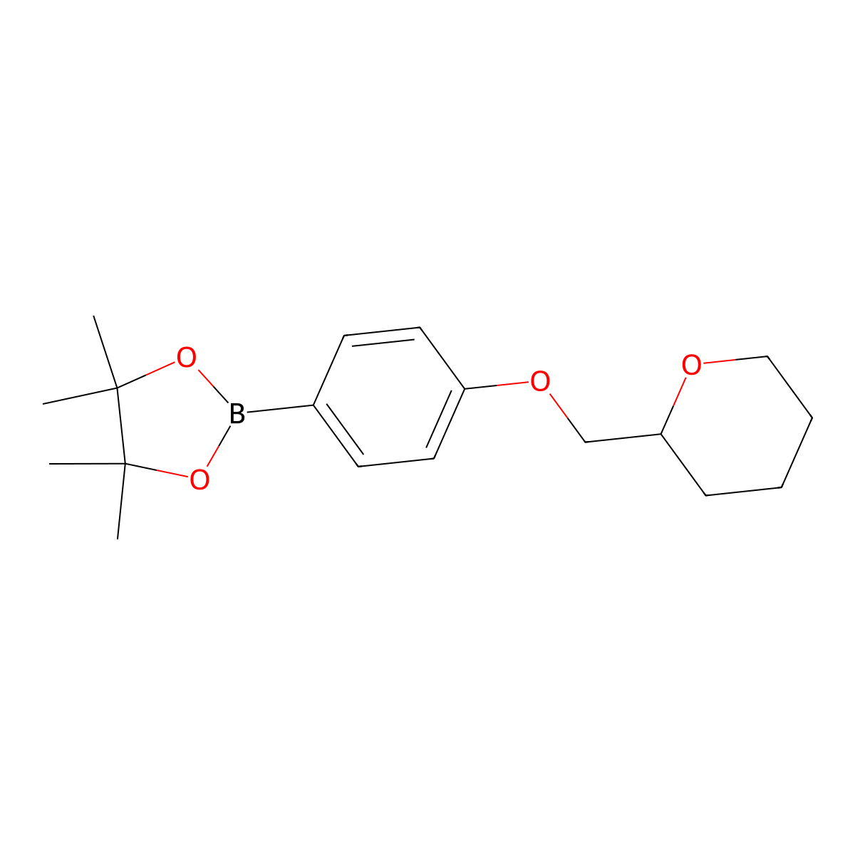 4,4,5,5-Tetramethyl-2-(4-((tetrahydro-2H-pyran-2-yl)methoxy)phenyl)-1,3,2-dioxaborolane molecular structure, CAS 2246378-88-9