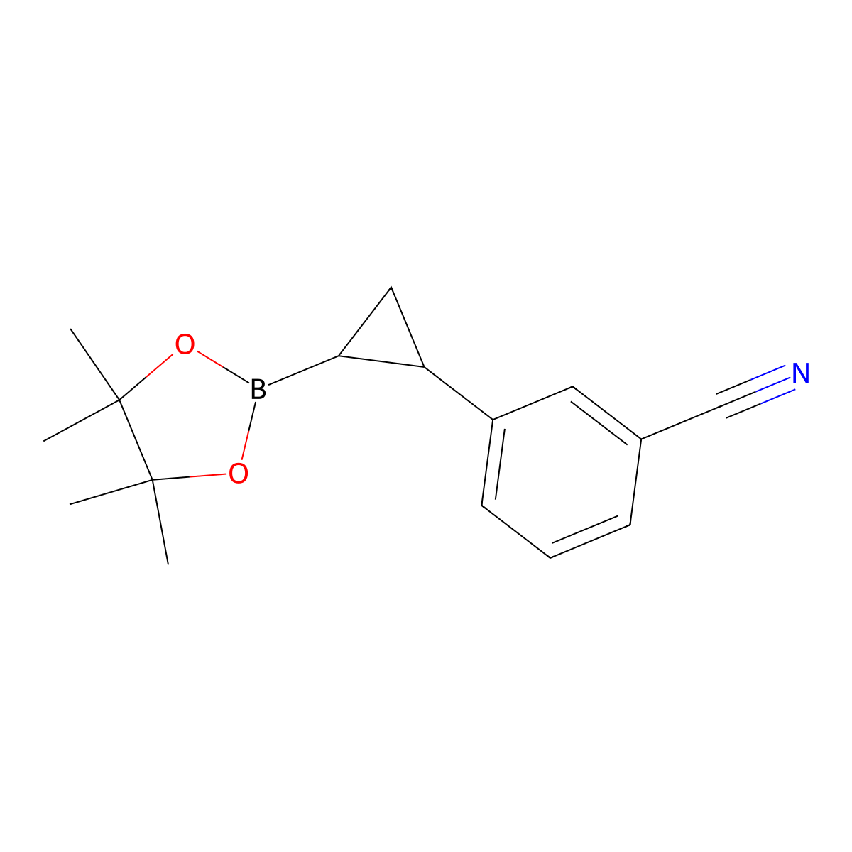 3-[2-(Tetramethyl-1,3,2-dioxaborolan-2-yl)cyclopropyl]benzonitrile molecular structure, CAS 2246395-97-9