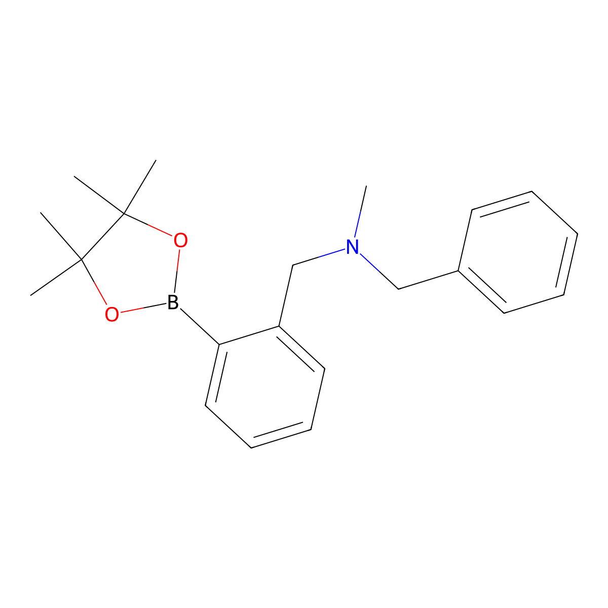 N-(2-(4,4,5,5-tetramethyl-1,3,2-dioxaborolan-2-yl)benzyl)-N-methyl(phenyl)methanamine molecular structure, CAS 2246396-24-5