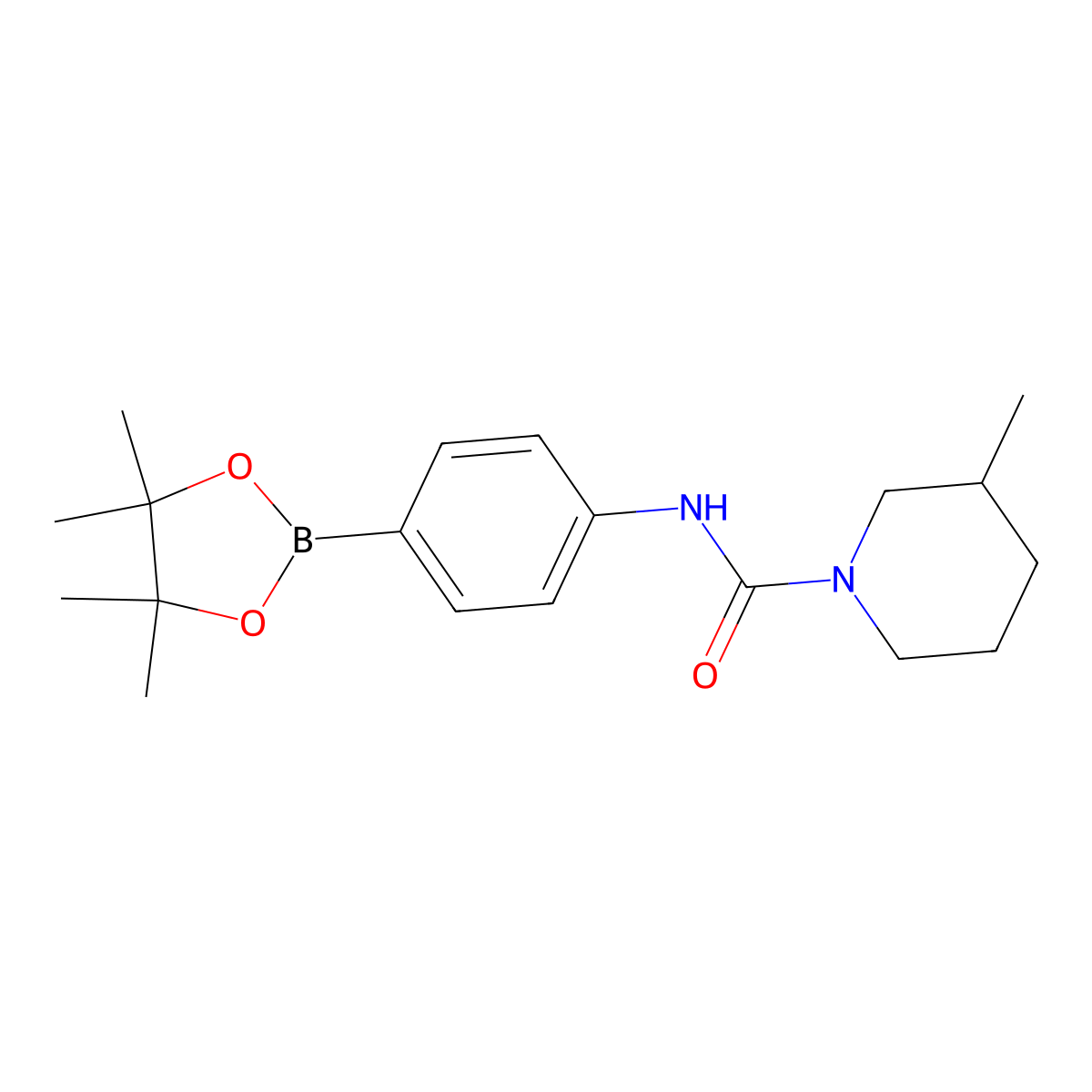 3-methyl-N-(4-(4,4,5,5-tetramethyl-1,3,2-dioxaborolan-2-yl)phenyl)piperidine-1-carboxamide molecular structure, CAS 2246397-38-4