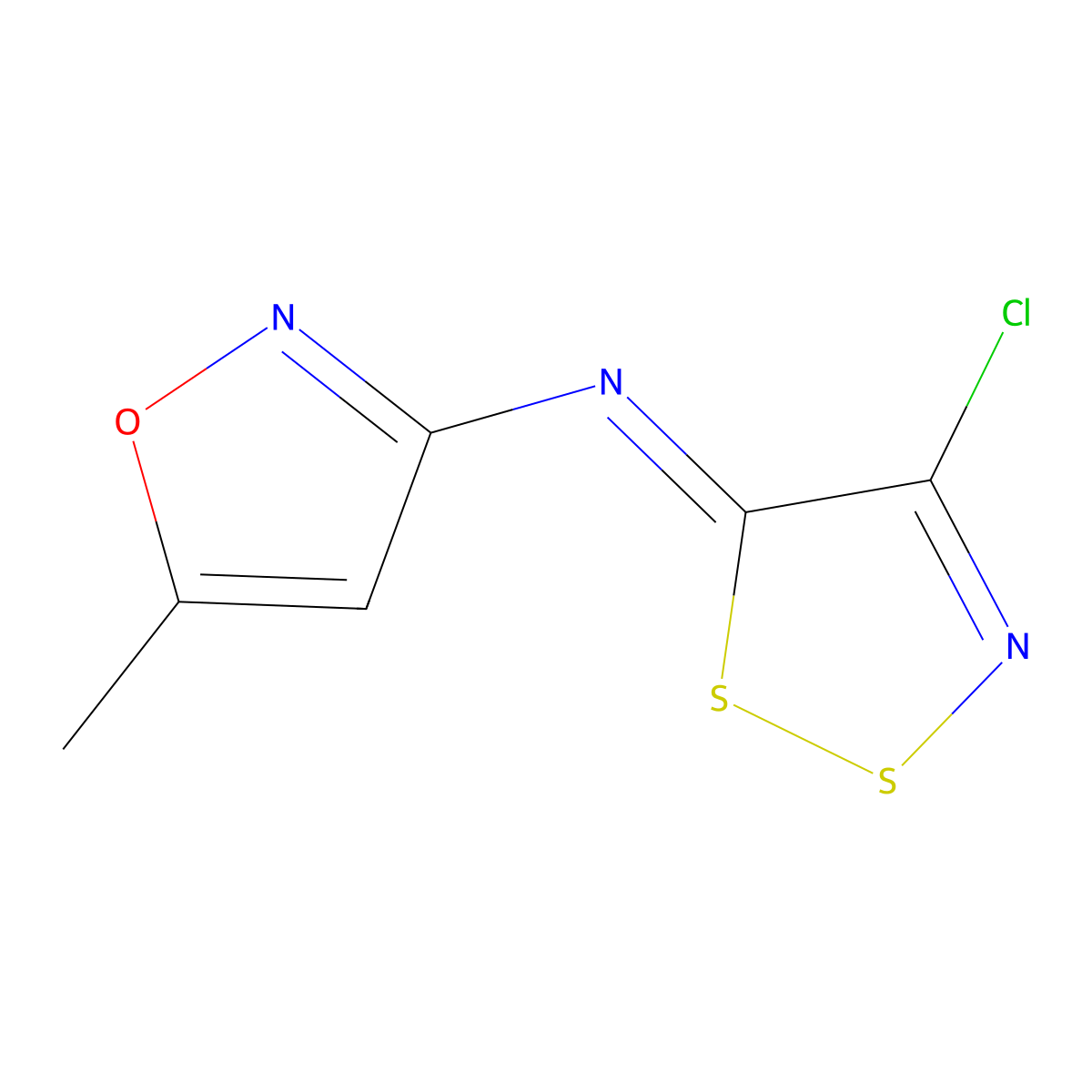 4-chloro-N-(5-methyl-1,2-oxazol-3-yl)-5H-1,2,3-dithiazol-5-imine molecular structure, CAS 224640-03-3